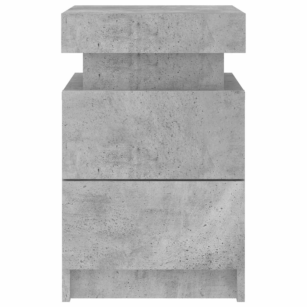 Bedside Cabinets with LED Lights 2 pcs Concrete Grey 35x39x55 cm