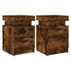 Bedside Cabinets with LED Lights 2 pcs Smoked Oak 35x39x55 cm