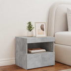 Bedside Cabinet with LED Lights Concrete Grey 50x40x45 cm