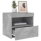 Bedside Cabinet with LED Lights Concrete Grey 50x40x45 cm