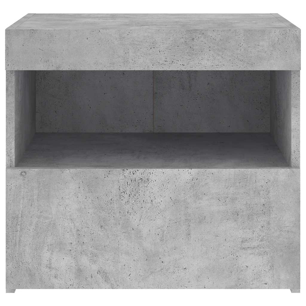 Bedside Cabinet with LED Lights Concrete Grey 50x40x45 cm