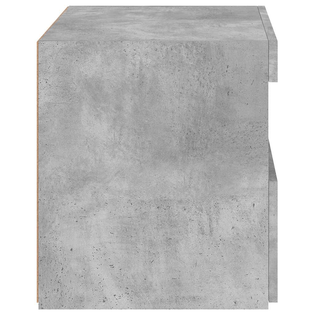 Bedside Cabinet with LED Lights Concrete Grey 50x40x45 cm