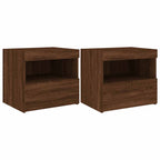 Bedside Cabinets with LED Lights 2 pcs Brown Oak 50x40x45 cm