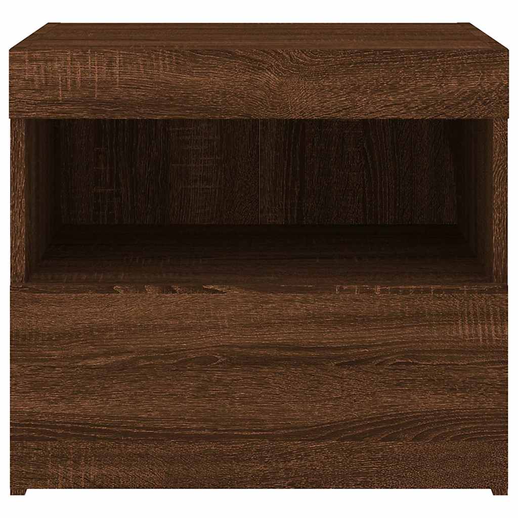 Bedside Cabinets with LED Lights 2 pcs Brown Oak 50x40x45 cm