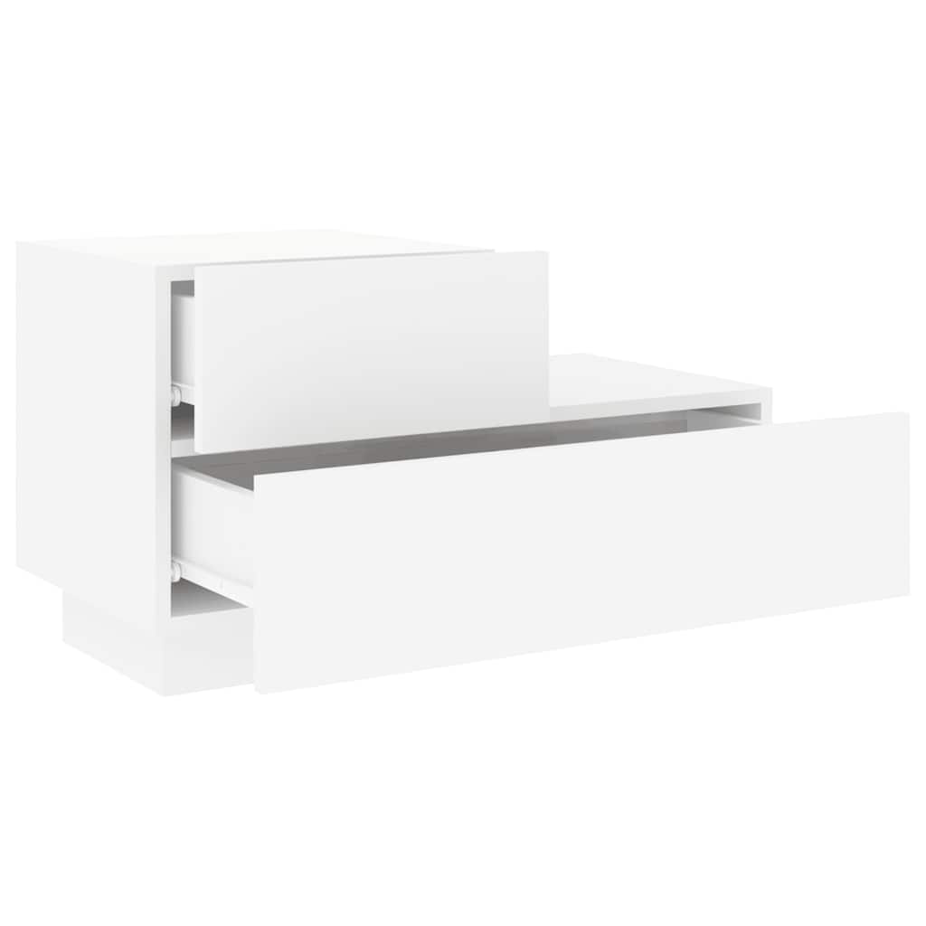 Bedside Cabinet with LED Lights White 70x36x40.5 cm