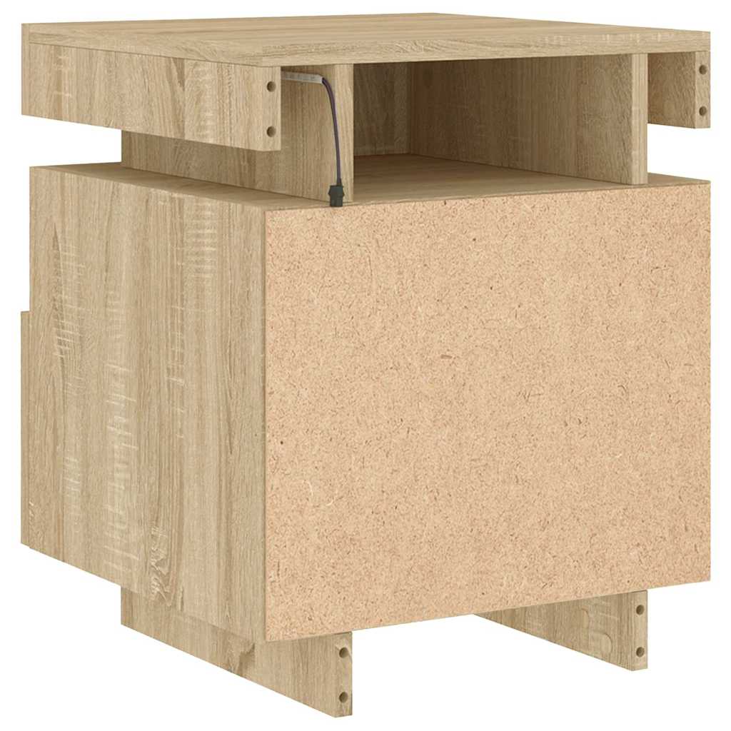 Bedside Cabinets with LED Lights 2 pcs Sonoma Oak 40x39x48.5 cm