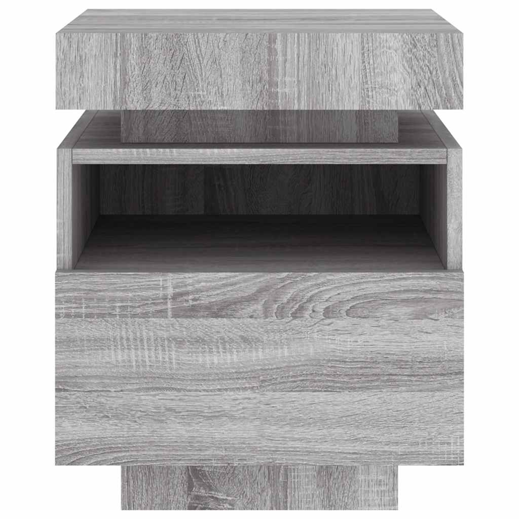 Bedside Cabinet with LED Lights Grey Sonoma 40x39x48.5 cm