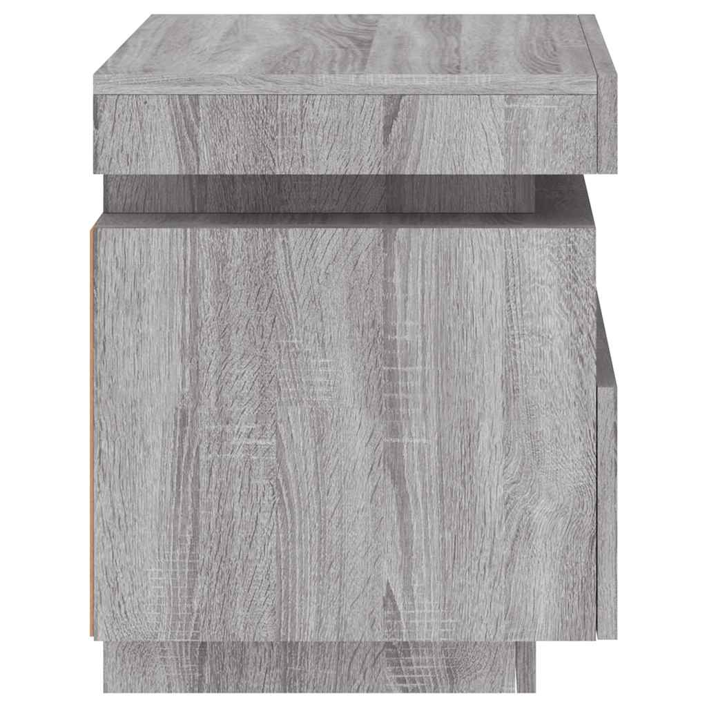 Bedside Cabinet with LED Lights Grey Sonoma 40x39x48.5 cm