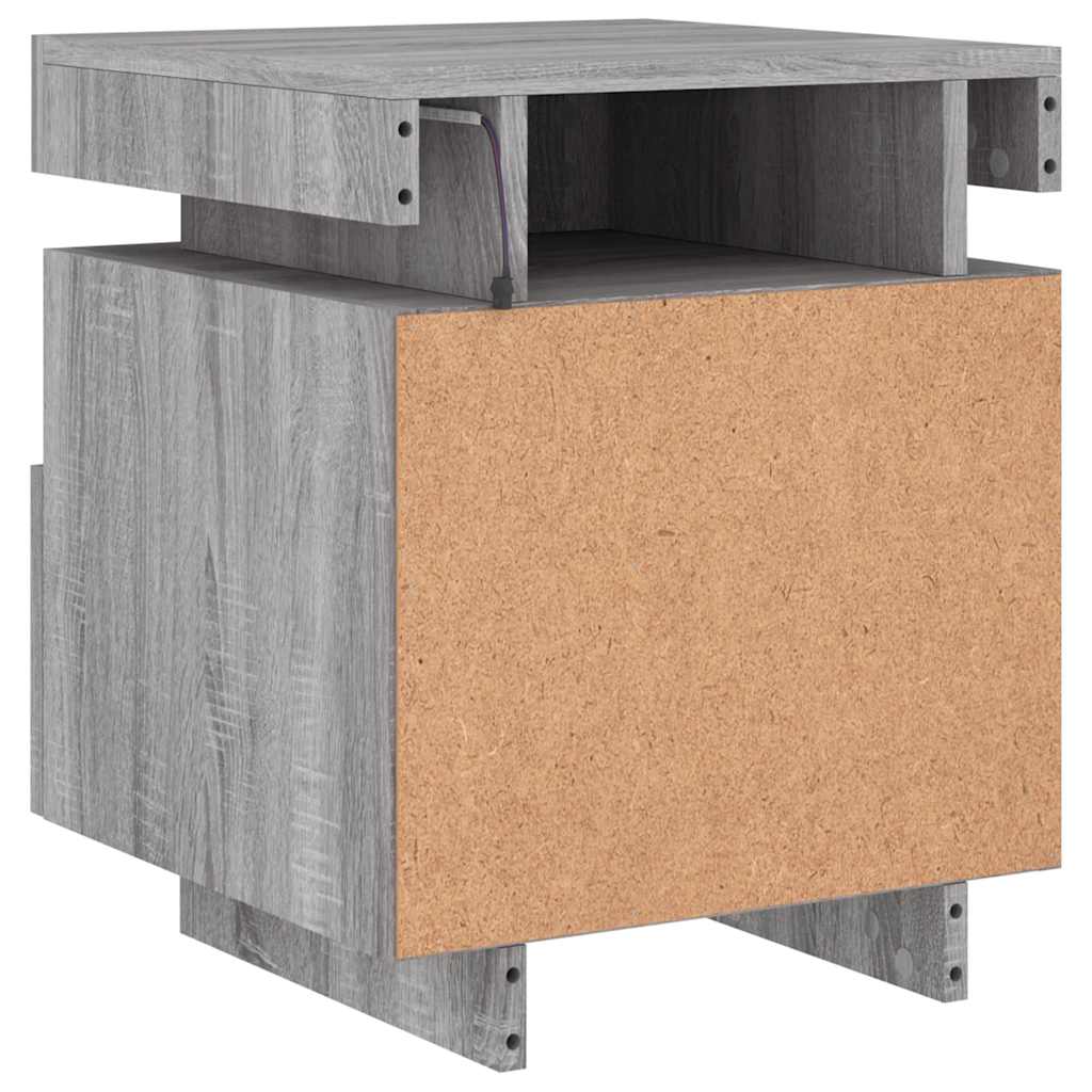 Bedside Cabinet with LED Lights Grey Sonoma 40x39x48.5 cm