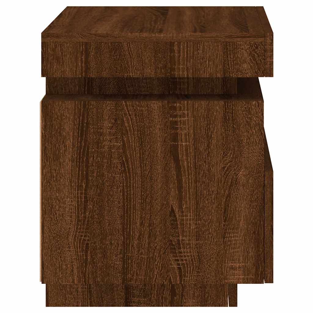 Bedside Cabinets with LED Lights 2 pcs Brown Oak 40x39x48.5 cm