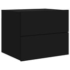 Wall-mounted Bedside Cabinets with LED Lights 2 pcs Black