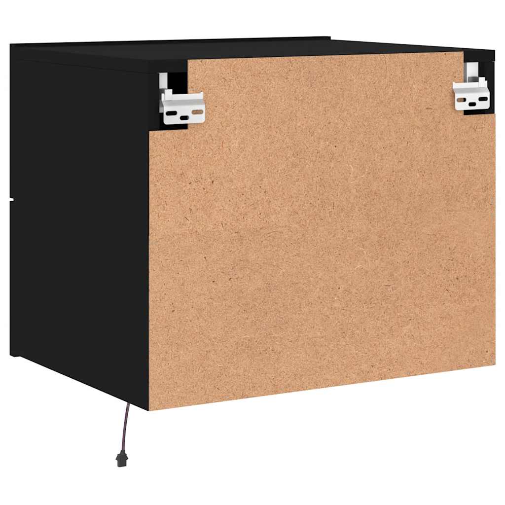 Wall-mounted Bedside Cabinets with LED Lights 2 pcs Black