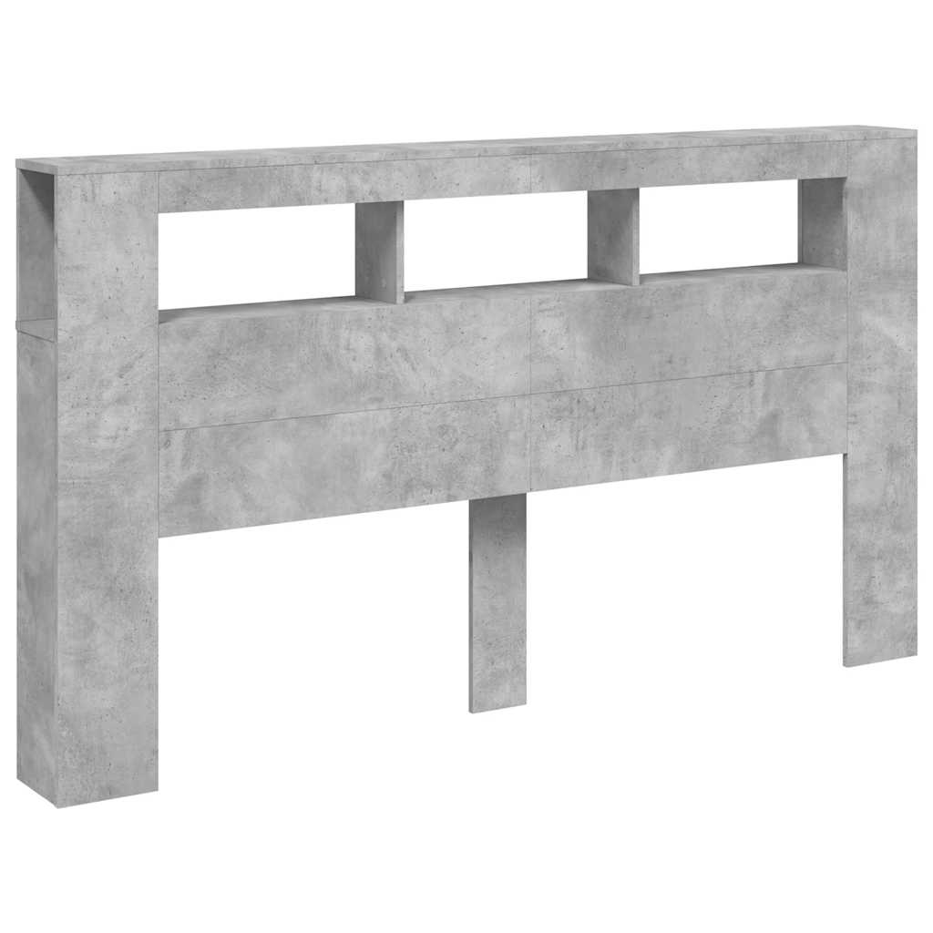 LED Headboard Concrete Grey 180x18.5x103.5 cm Engineered Wood