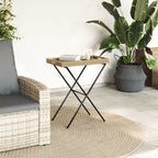 Folding Tray Table Beige 65x40x75 cm Poly Rattan