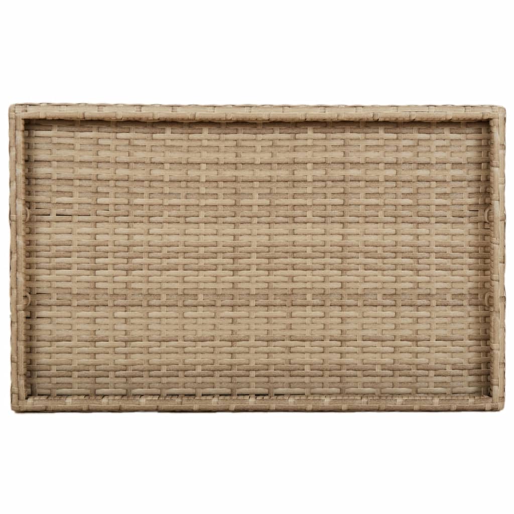 Folding Tray Table Beige 65x40x75 cm Poly Rattan