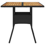 Garden Table with Acacia Wood Top Black 80x80x75 cm Poly Rattan