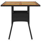 Garden Table with Acacia Wood Top Black 80x80x75 cm Poly Rattan