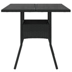 Garden Table with Glass Top Black 80x80x75 cm Poly Rattan