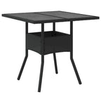 Garden Table with Glass Top Black 80x80x75 cm Poly Rattan