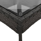 Garden Table with Glass Top Black 80x80x75 cm Poly Rattan