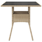 Garden Table with Glass Top Beige 80x80x75 cm Poly Rattan