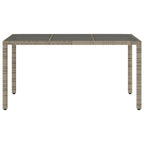 Garden Table with Glass Top Grey 150x90x75 cm Poly Rattan
