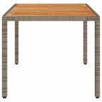 Garden Table with Acacia Wood Top Grey 150x90x75 cm Poly Rattan