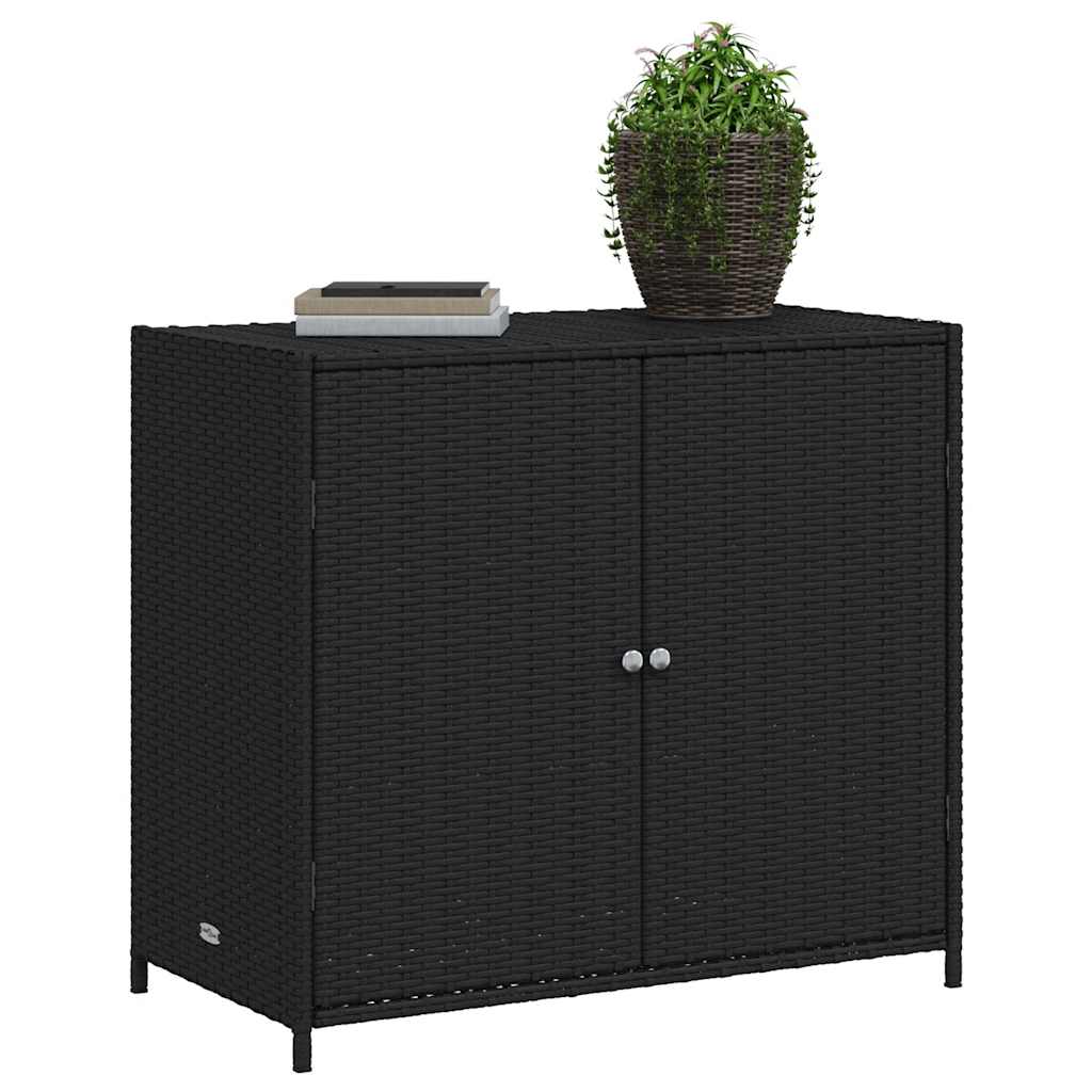 Garden Storage Cabinet Black 83x45x76 cm Poly Rattan