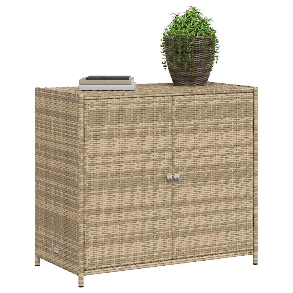 Garden Storage Cabinet Beige 83x45x76 cm Poly Rattan