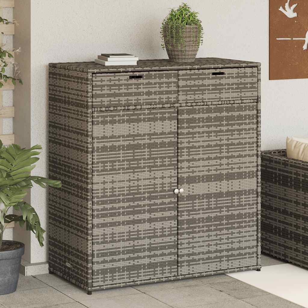 Garden Storage Cabinet Grey 105x55x113 cm Poly Rattan