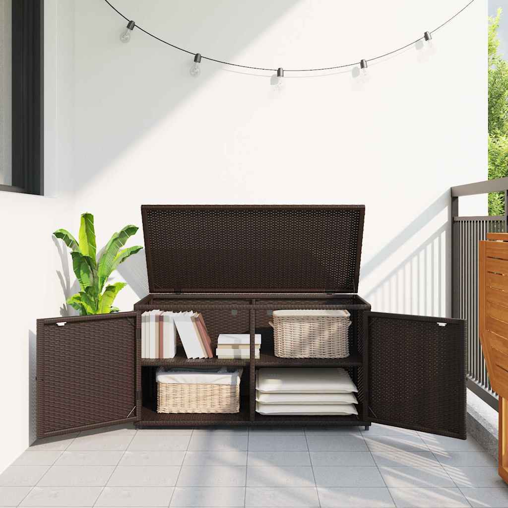 Garden Storage Cabinet Brown 110x55x60.5 cm Poly Rattan
