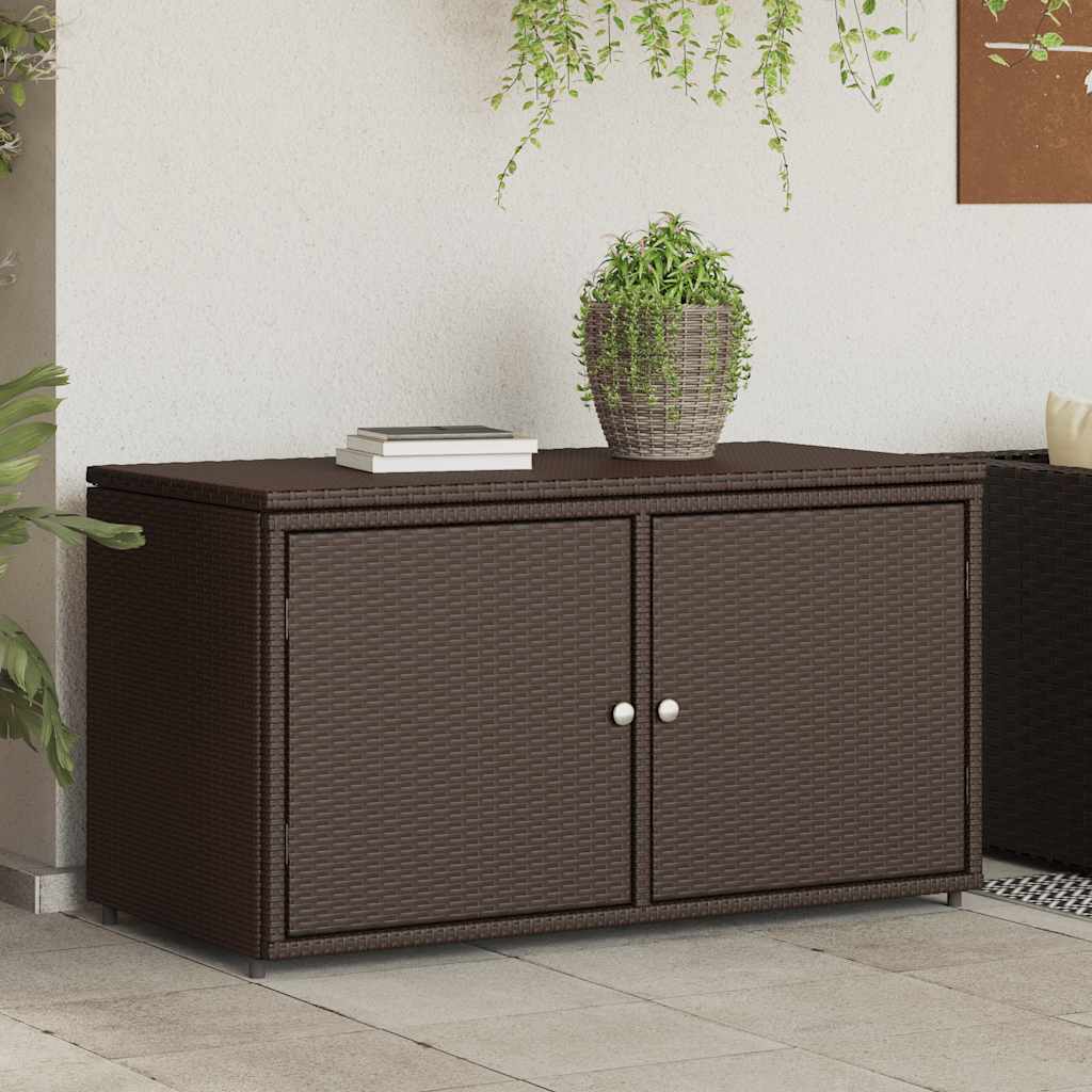 Garden Storage Cabinet Brown 110x55x60.5 cm Poly Rattan