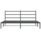 Metal Bed Frame without Mattress with Headboard Black 183x213cm