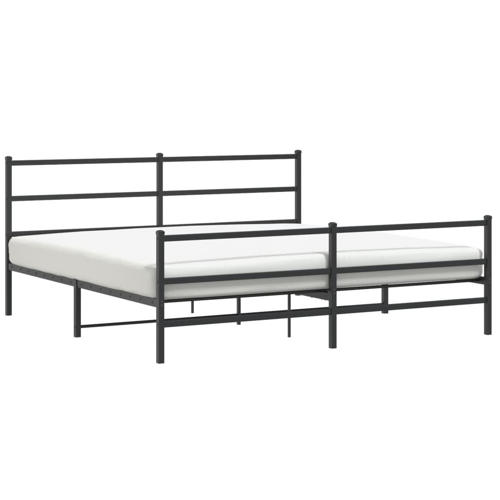 Metal Bed Frame without Mattress with Footboard Black 183x213cm