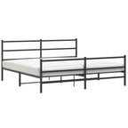 Metal Bed Frame without Mattress with Footboard Black 183x213cm