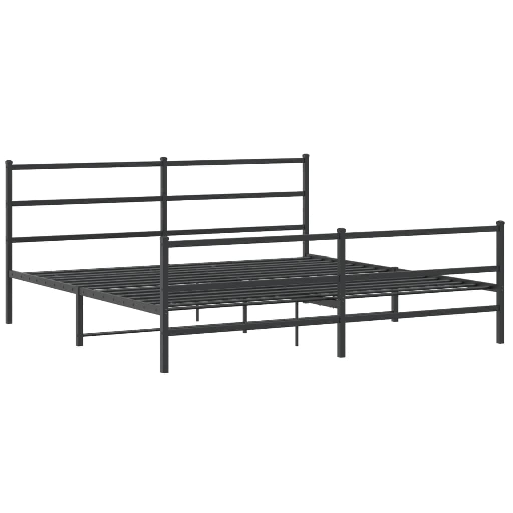 Metal Bed Frame without Mattress with Footboard Black 183x213cm