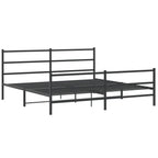 Metal Bed Frame without Mattress with Footboard Black 183x213cm