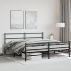 Metal Bed Frame without Mattress with Footboard Black 183x213cm