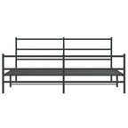 Metal Bed Frame without Mattress with Footboard Black 183x213cm
