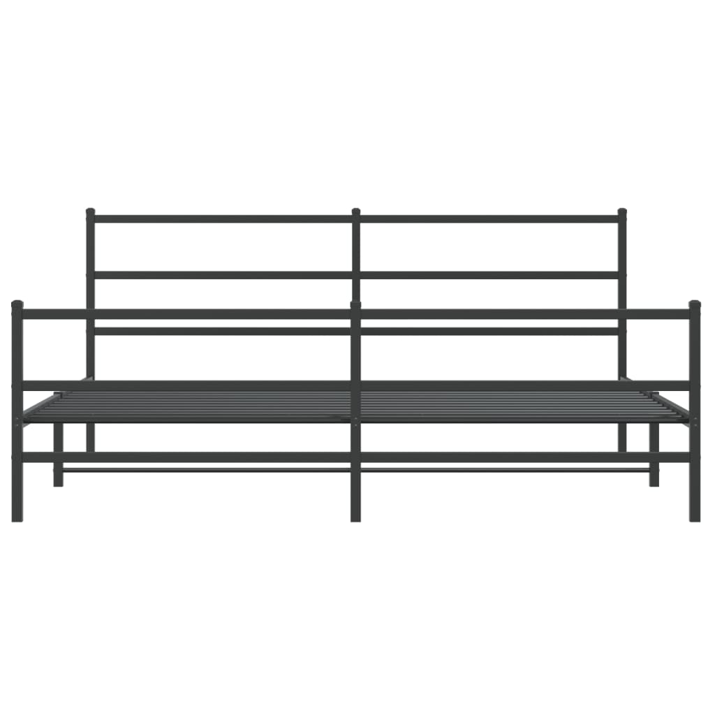 Metal Bed Frame without Mattress with Footboard Black 183x213cm