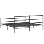 Metal Bed Frame without Mattress with Footboard Black 183x213cm