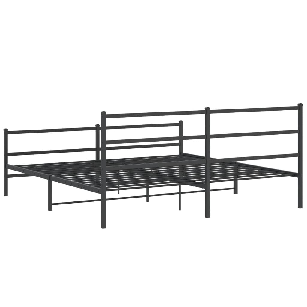 Metal Bed Frame without Mattress with Footboard Black 183x213cm