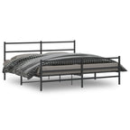 Metal Bed Frame without Mattress with Footboard Black 183x213cm