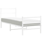 Metal Bed Frame without Mattress with Footboard White 80x200cm