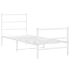 Metal Bed Frame without Mattress with Footboard White 80x200cm