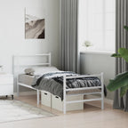 Metal Bed Frame without Mattress with Footboard White 80x200cm