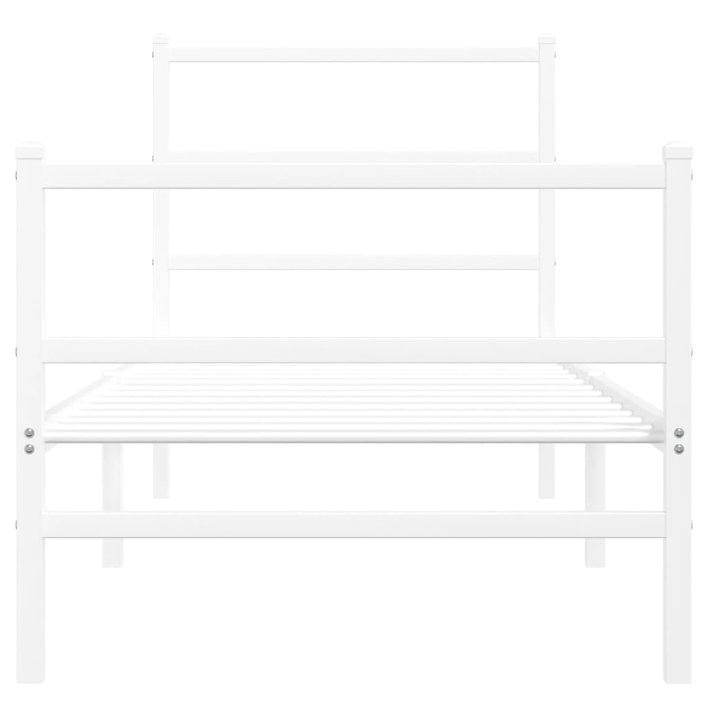 Metal Bed Frame without Mattress with Footboard White 80x200cm