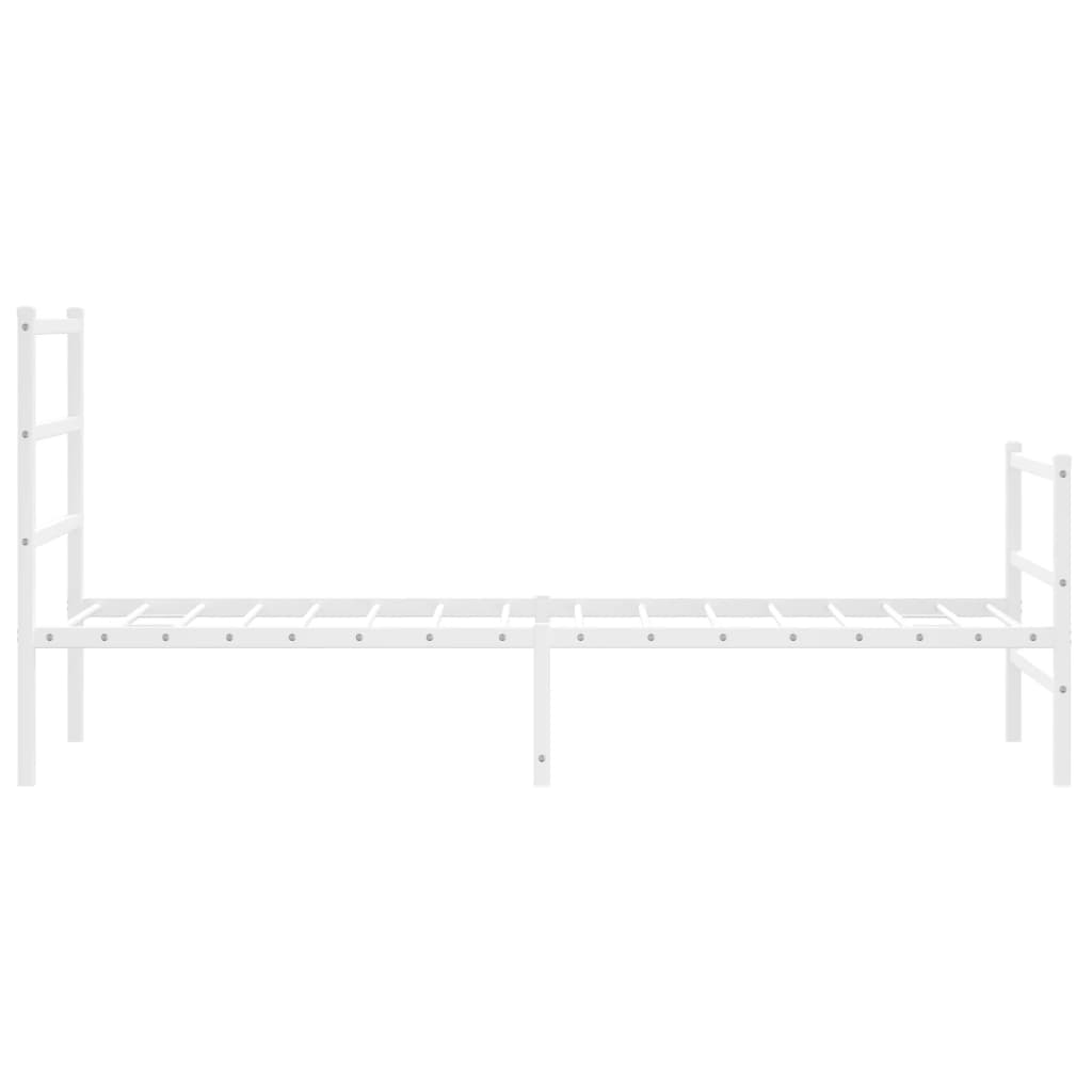 Metal Bed Frame without Mattress with Footboard White 80x200cm