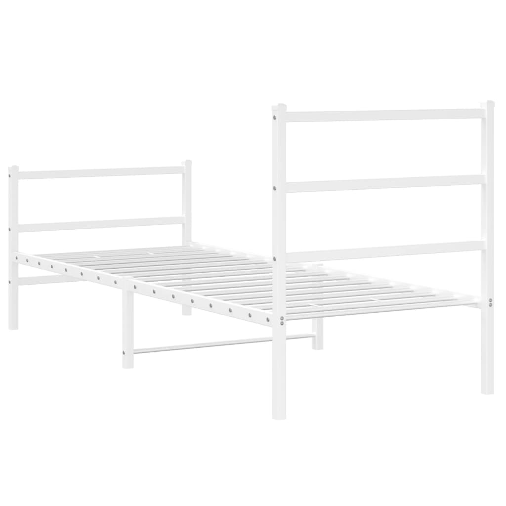 Metal Bed Frame without Mattress with Footboard White 80x200cm