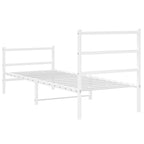 Metal Bed Frame without Mattress with Footboard White 80x200cm